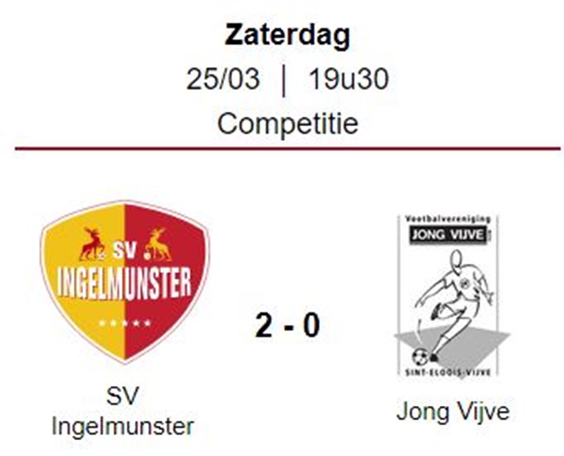 Wedstrijdverslag: SV Ingelmunster B - Jong Vijve 