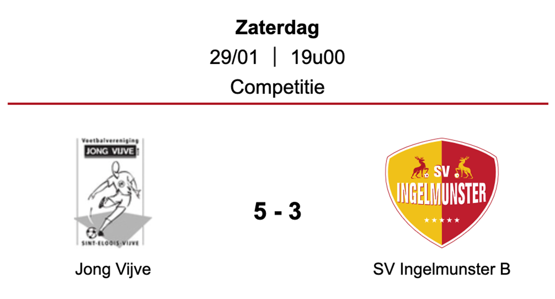 Wedstrijdverslag Jong Vijve - SV Ingelmunster B