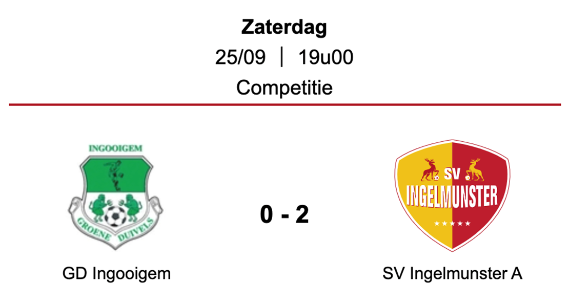 Wedstrijdverslag GD Ingooigem - SV Ingelmunster A