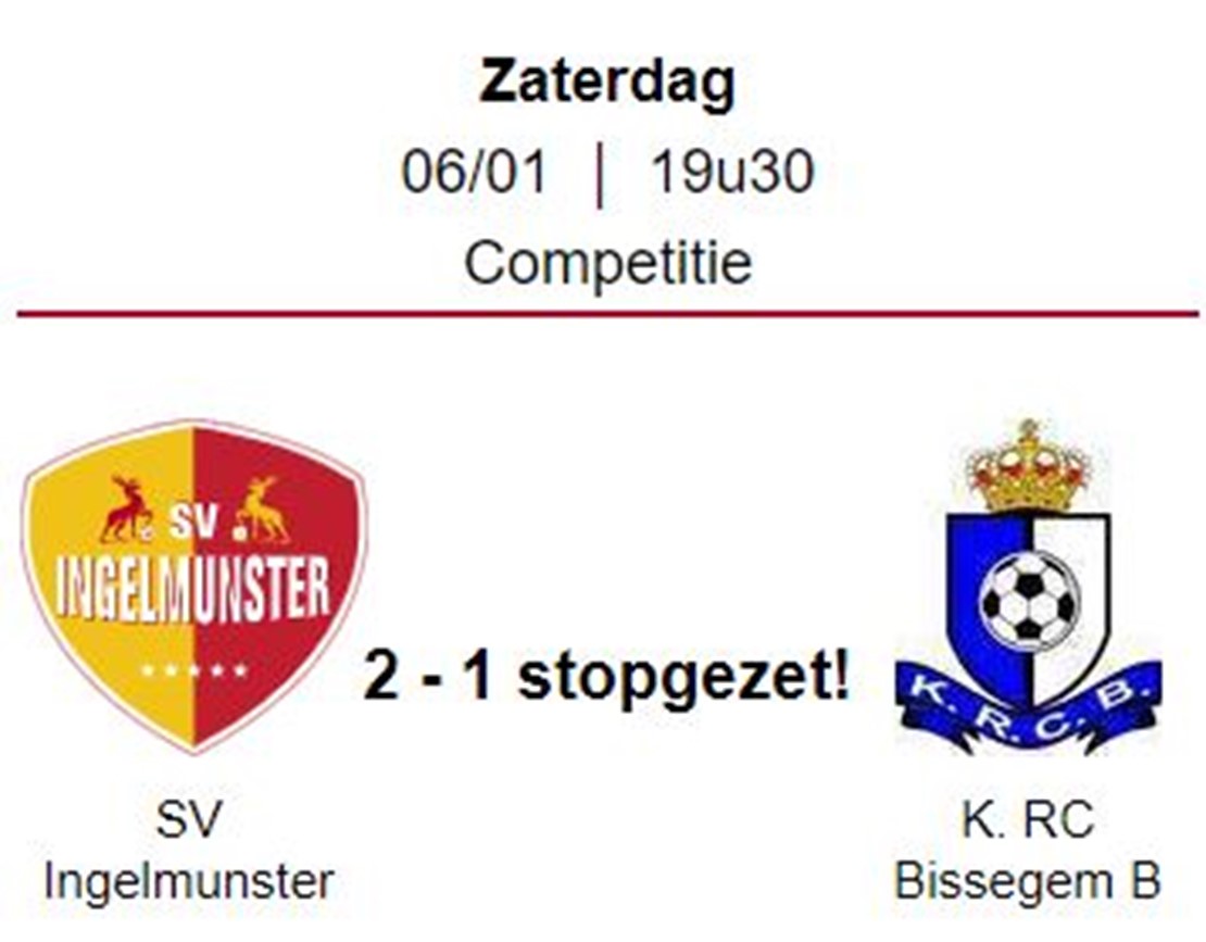 Wedstrijdverslag: SV Ingelmunster B - K.R.C. Bissegem B 