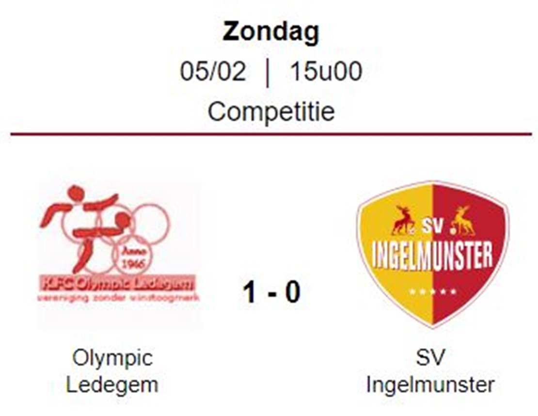 Wedstrijdverslag: Olympic Ledegem - SV Ingelmunster A  