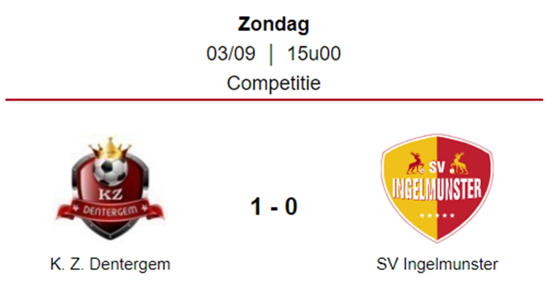 Wedstrijdverslag: K. Zonneklaar Dentergem - SV Ingelmunster B