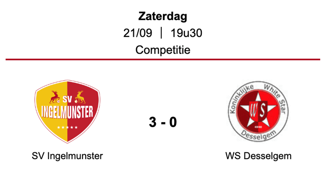 Wedstrijdverslag SV Ingelmunster - WS Desselgem