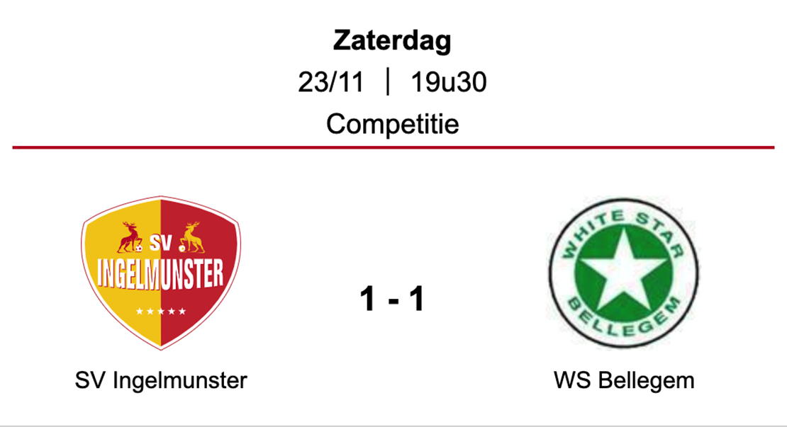 Wedstrijdverslag SV Ingelmunster - WS Bellegem