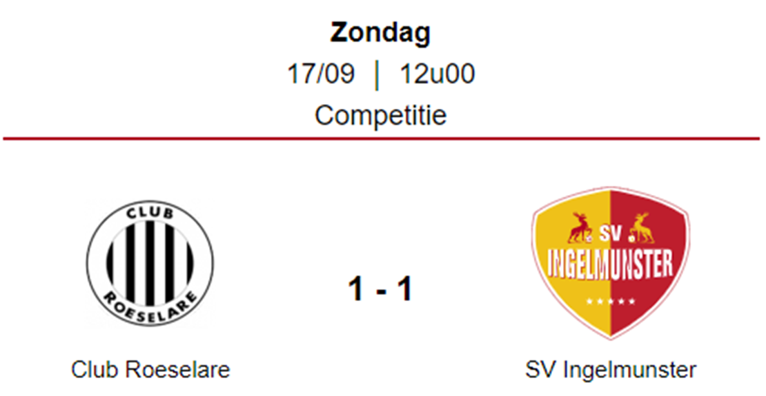 Wedstrijdverslag: Club Roeselare -  SV Ingelmunster A (17/09/2023)