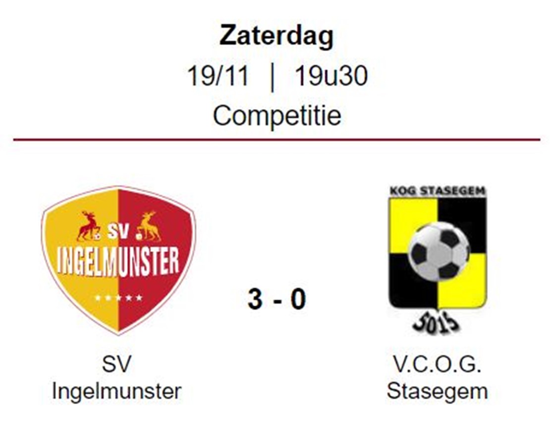 Wedstrijdverslag: SV Ingelmunster - V.C.O.G. Stasegem 