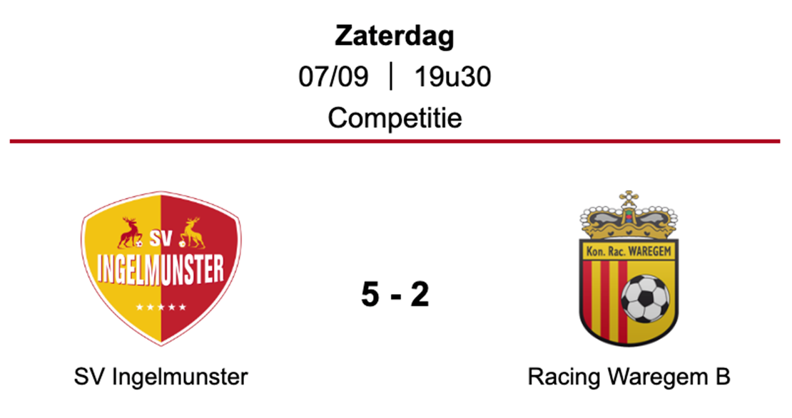 Verslag SV Ingelmunster - Racing Waregem (5-2)