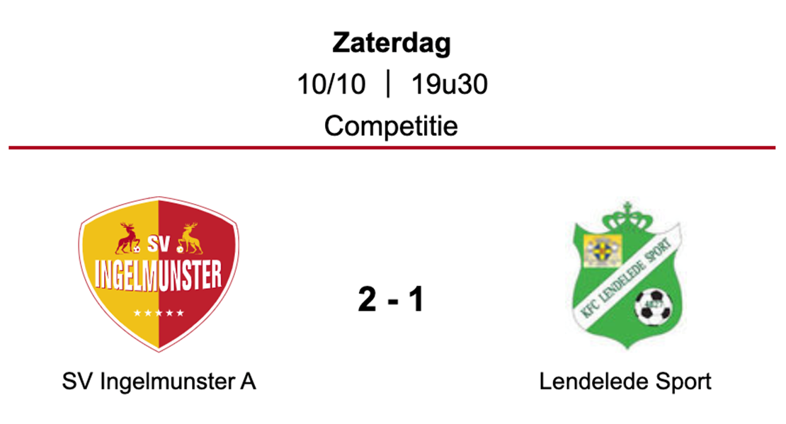 Wedstrijdverslag SV Ingelmunster A - Lendelede Sport