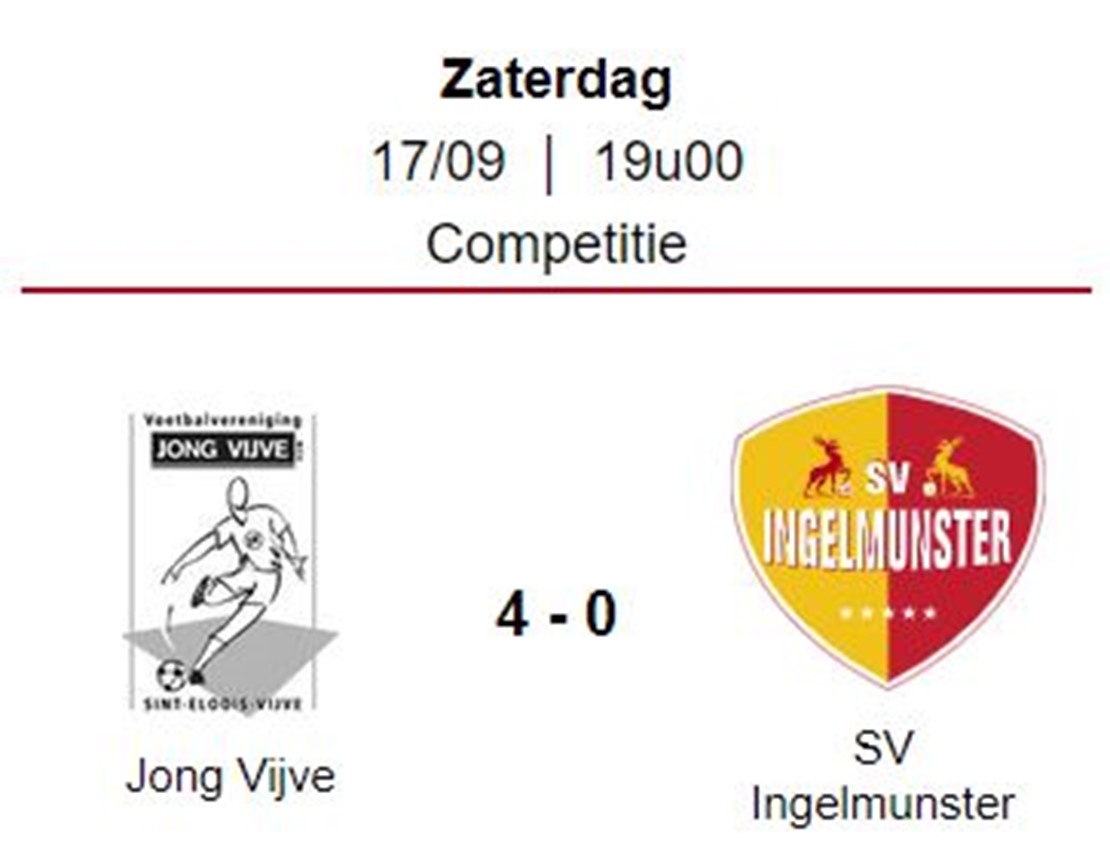 Wedstrijdverslag: Jong Vijve  - SV Ingelmunster B