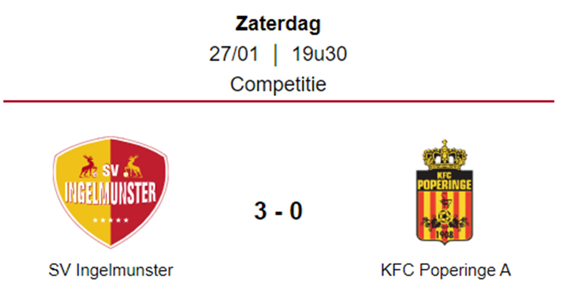 Wedstrijdverslag: SV Ingelmunster A – K.F.C. Poperinge