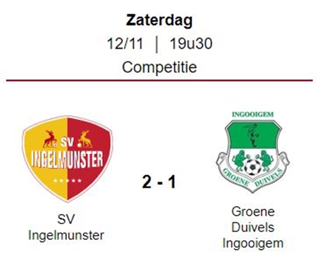 Wedstrijdverslag: SV Ingelmunster - Groene Duivels Inooigem