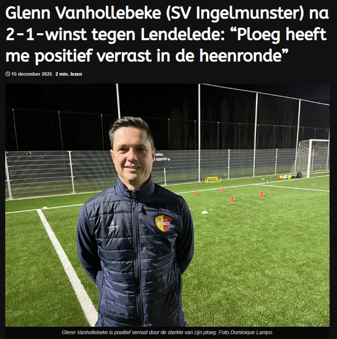 Glenn Vanhollebeke (SV Ingelmunster) na 2-1-winst tegen Lendelede: “Ploeg heeft me positief verrast in de heenronde” volg de link naar het volledige artikel -> 