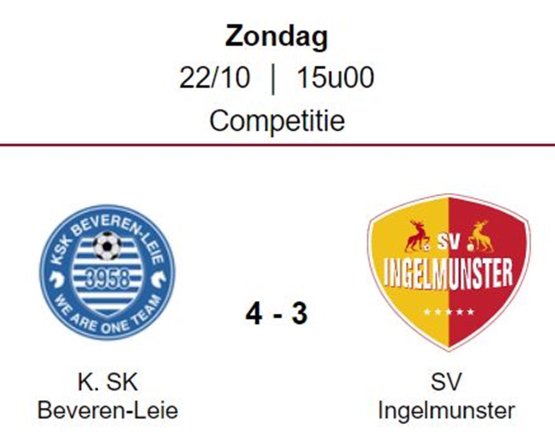 Wedstrijdverslag: KSK Beveren-Leie - SV Ingelmunster A