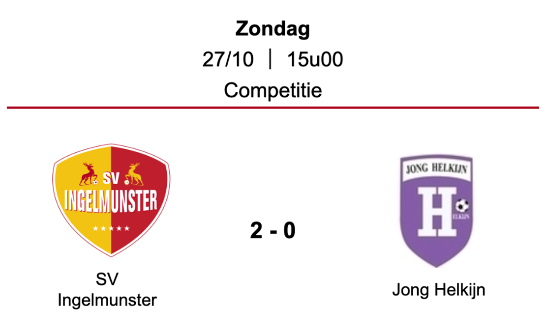 Wedstrijdverslag SV Ingelmunster - Jong Helkijn