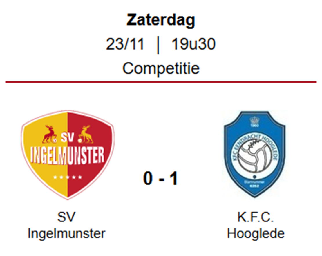 Wedstrijdverslag: SV Ingelmunster A – K.F.C. Hooglede 
