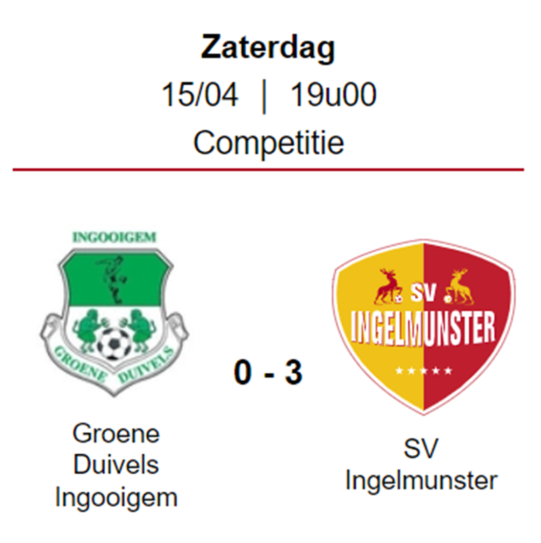 Wedstrijdverslag: Groene Duivels Inooigem - SV Ingelmunster A 