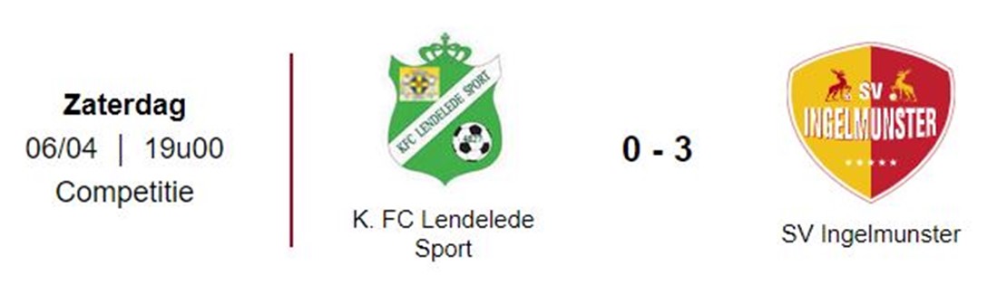 Wedstrijdverslag: KFC Lendelede - SV Ingelmunster A (06/04/2024)