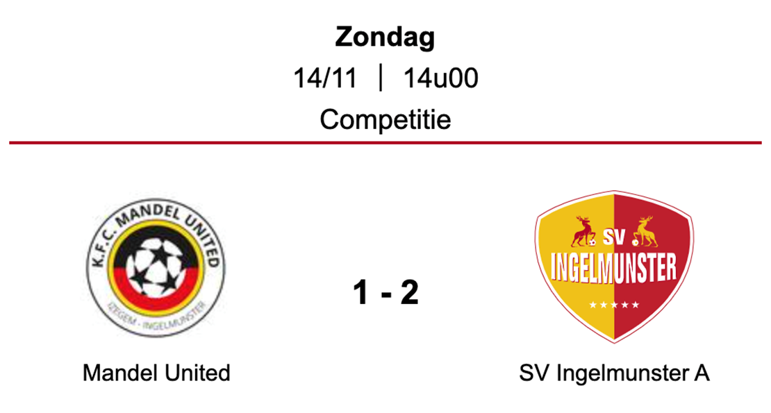 Wedstrijdverslag Mandel United B – SV Ingelmunster A