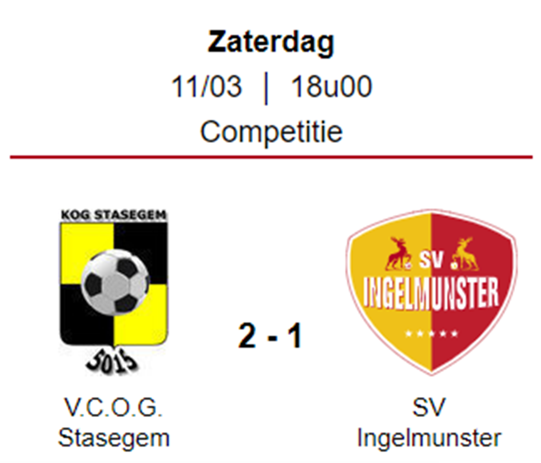 Wedstrijdverslag: OG Stasegem - SV Ingelmunster A