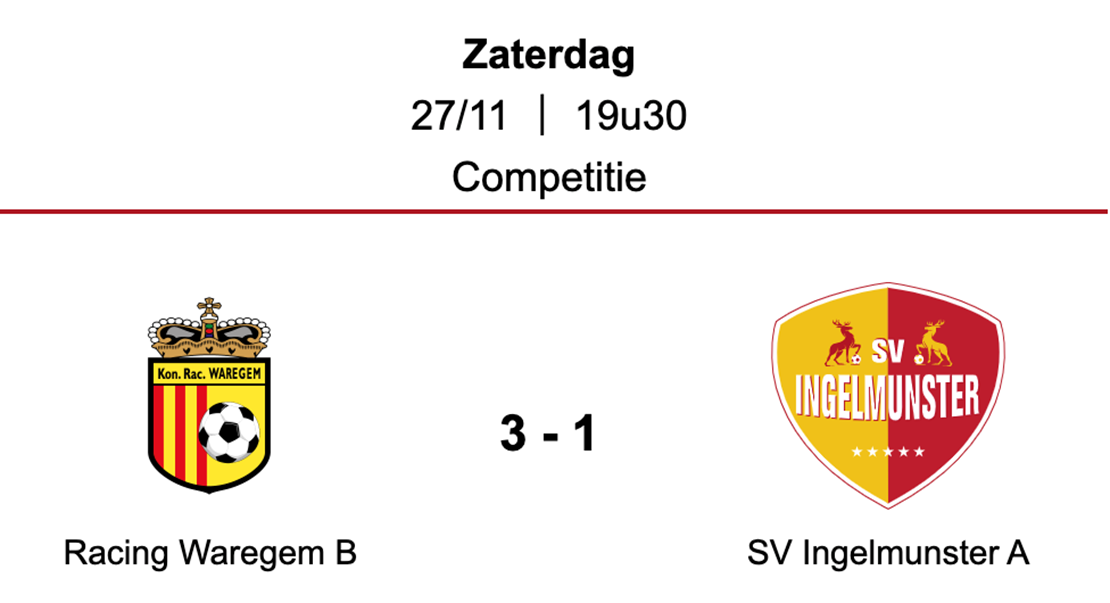 Wedstrijdverslag Racing Waregem B - SV Ingelmunster A