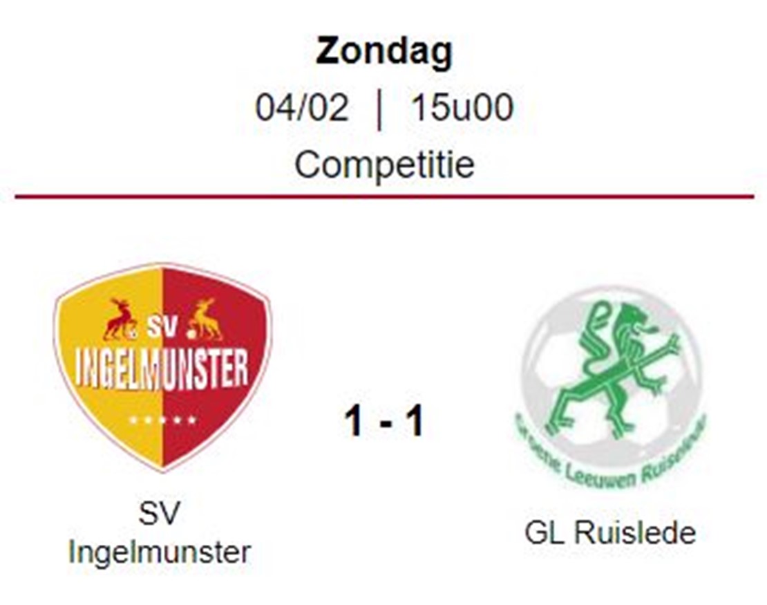 Wedstrijdverslag: SV Ingelmunster B – Groene Leeuwen Ruislede