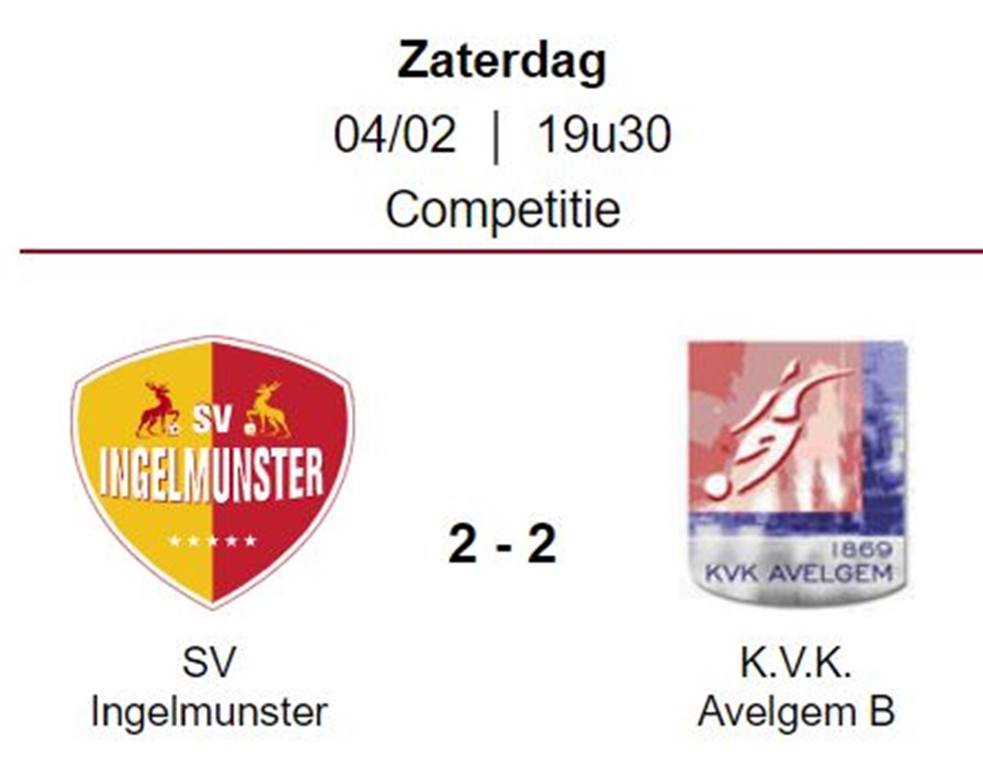 Wedstrijdverslag: SV Ingelmunster B - K.V.K. Avelgem B 