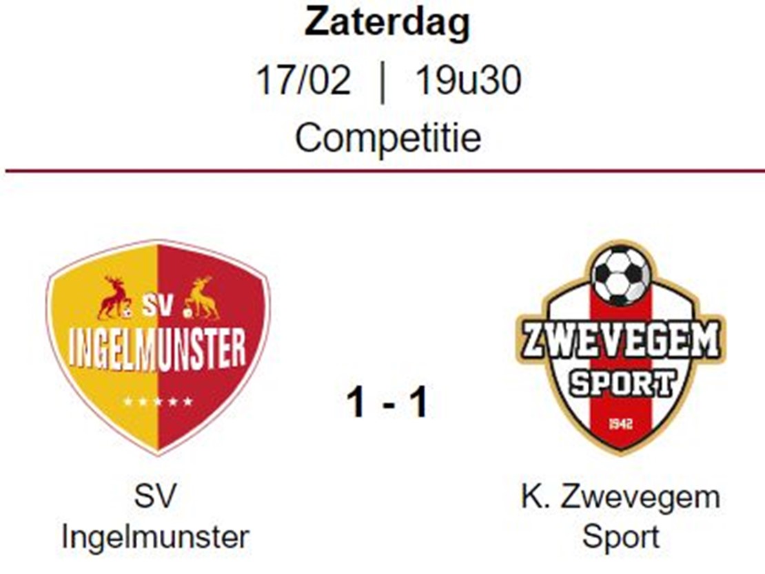 Wedstrijdverslag: SV Ingelmunster A - Zwevegem Sport