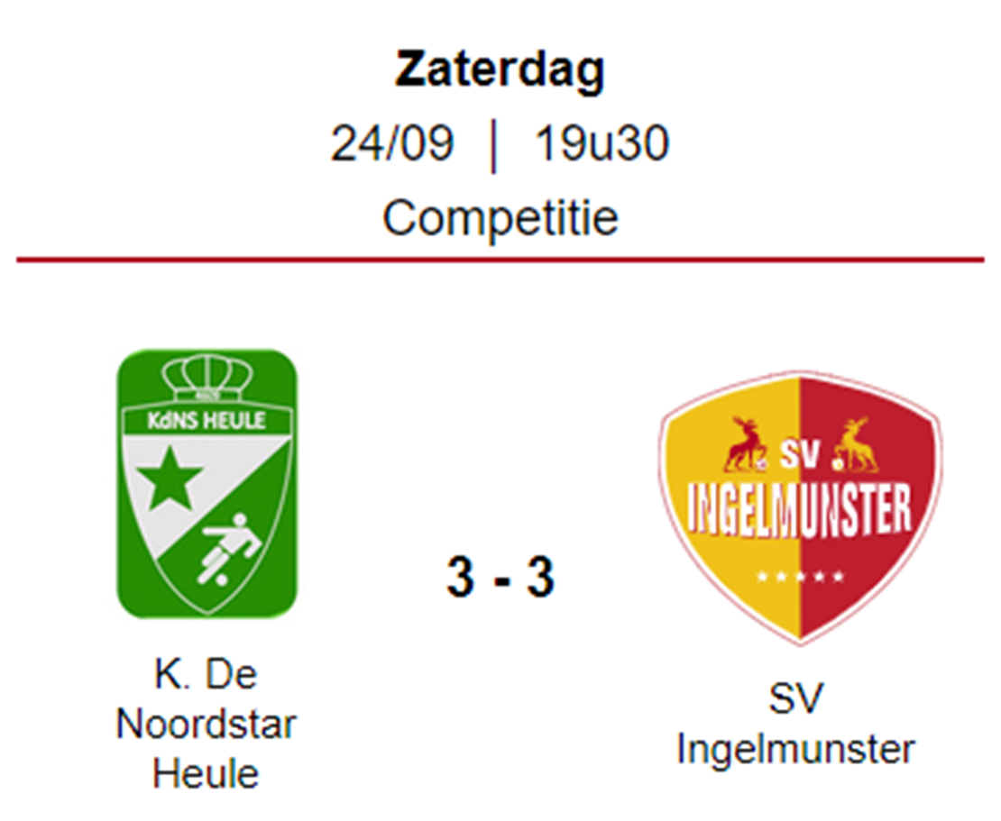 Wedstrijdverslag Kdns Heule - SV Ingelmunster  