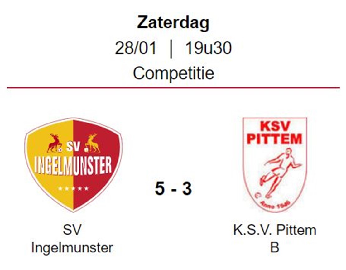 Wedstrijdverslag: SV Ingelmunster B - K.S.V. Pittem B