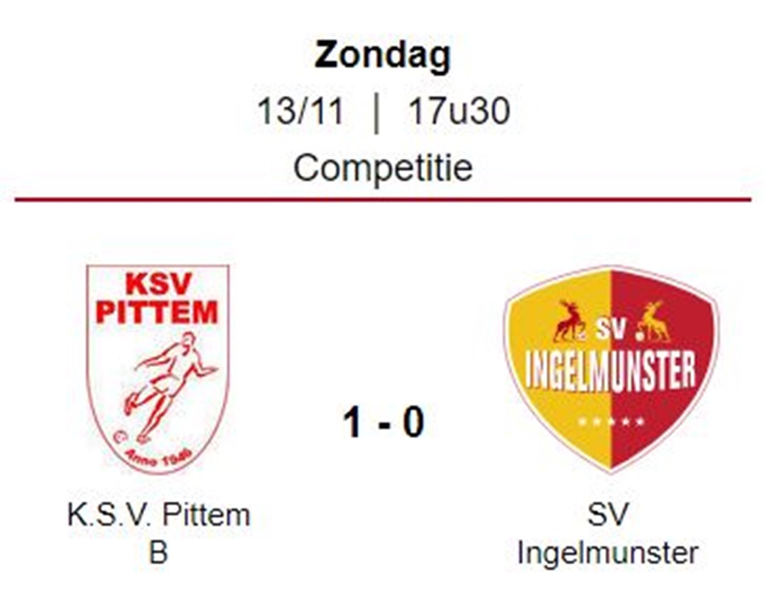 Wedstrijdverslag: K.S.V. Pittem - SV Ingelmunster B 