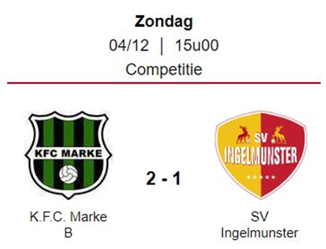 Wedstrijdverslag: K.F.C. Marke B - SV Ingelmunster B