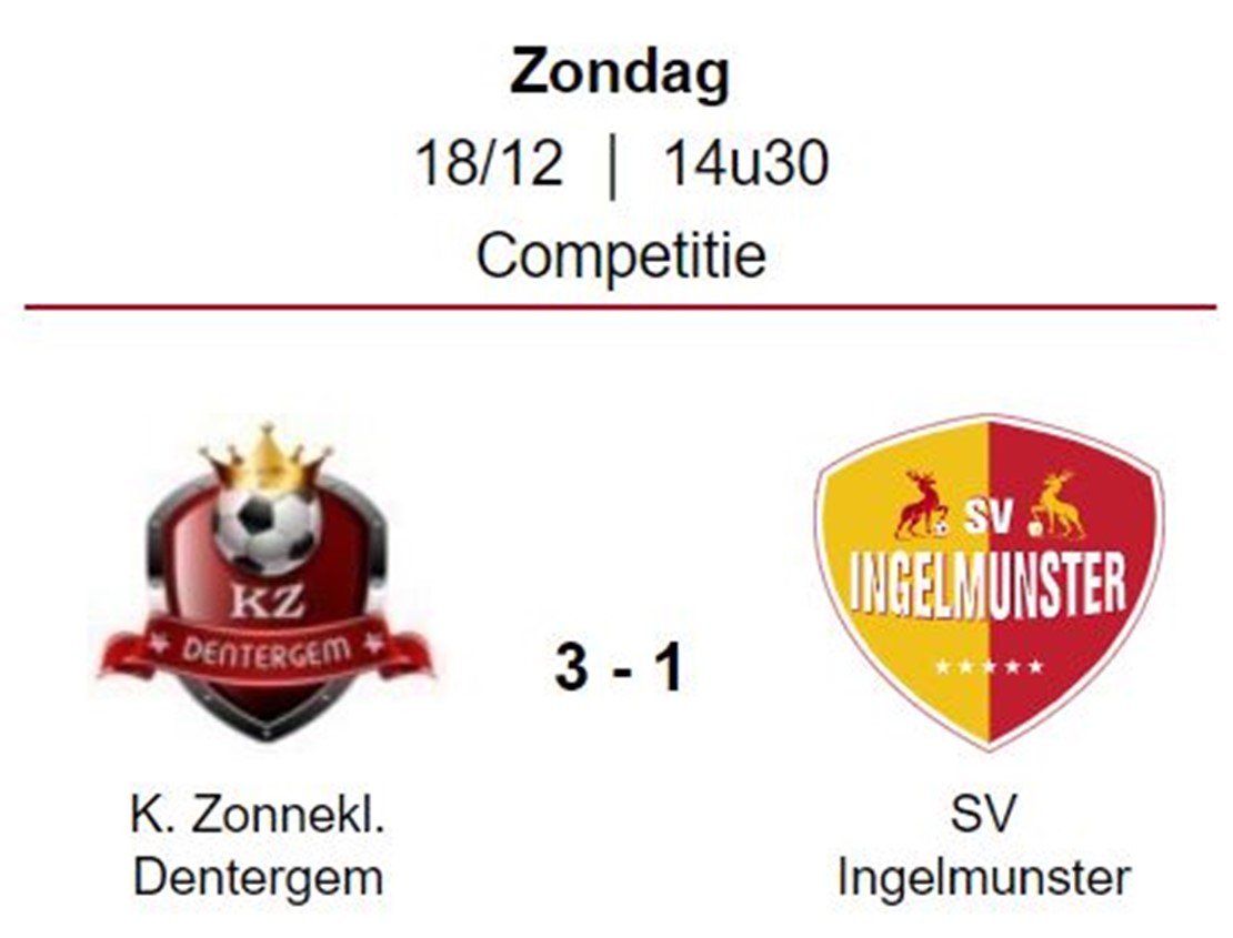 Wedstrijdverslag: K. Zonnekl. Dentergem - SV Ingelmunster B 