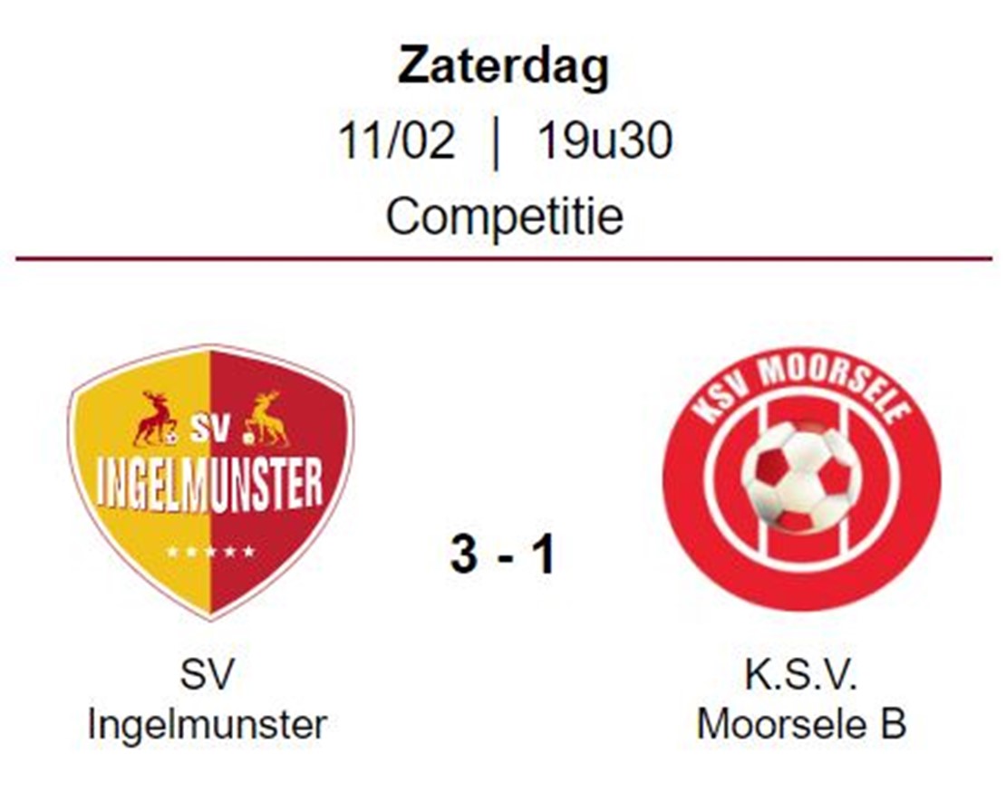 Wedstrijdverslag: SV Ingelmunster A  - SV Moorsele B 