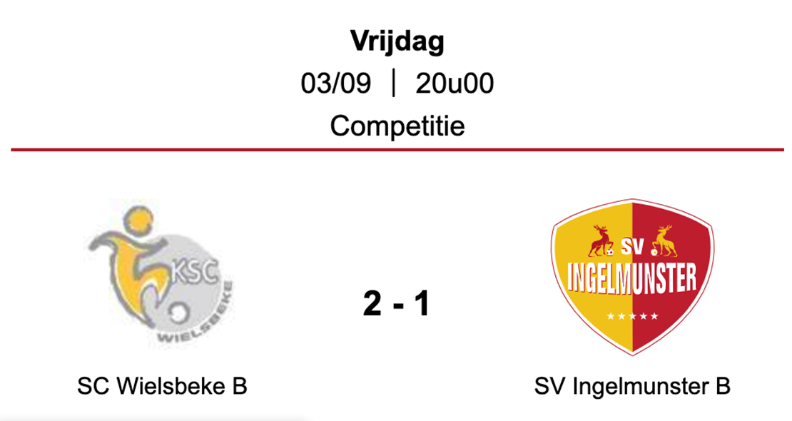 Wedstrijdverslag SC Wielsbeke - SV Ingelmunster B